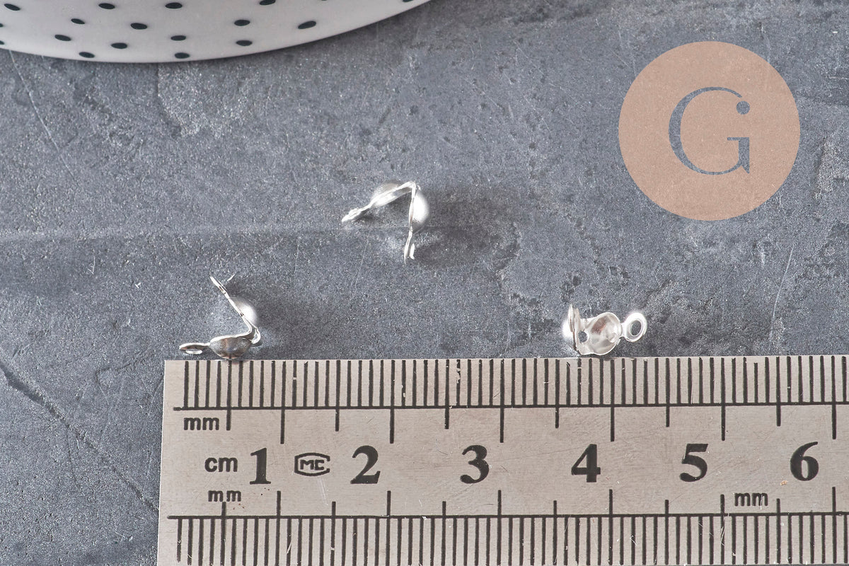 Tapa de nudo para cadena de bola de acero 304 plateado con agujero de 3.5mm, x10 VÁLIDO