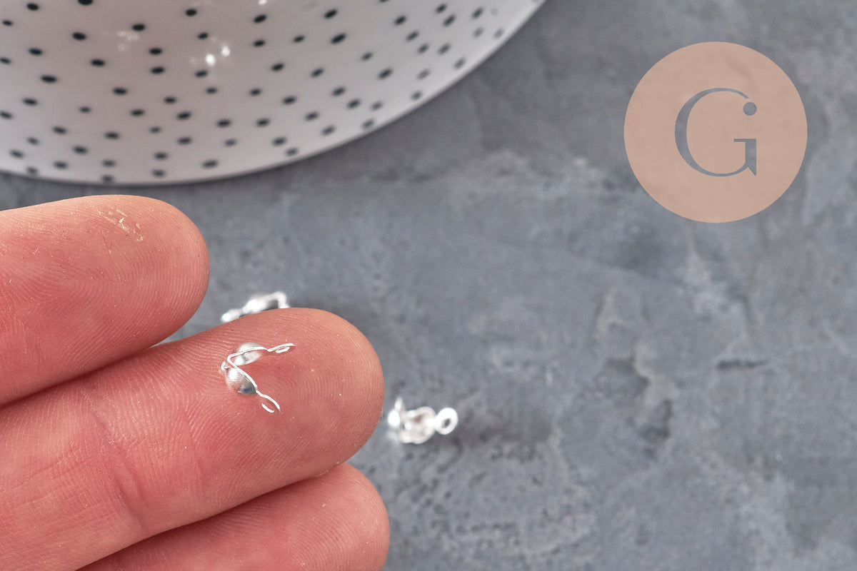 Tapa de nudo para cadena de bola de acero 304 plateado con agujero de 3.5mm, x10 VÁLIDO