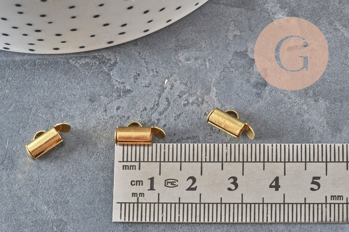 Embouts à glisser chaine boule cordon laiton brut 9mm, x10 (G11357)