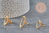 FOTOS A REPETIR, TOMAR VARIACIÓN Anillo ovalado de acero inoxidable 304 chapado en oro IP Talla 57, x1 (G11154) VÁLIDO