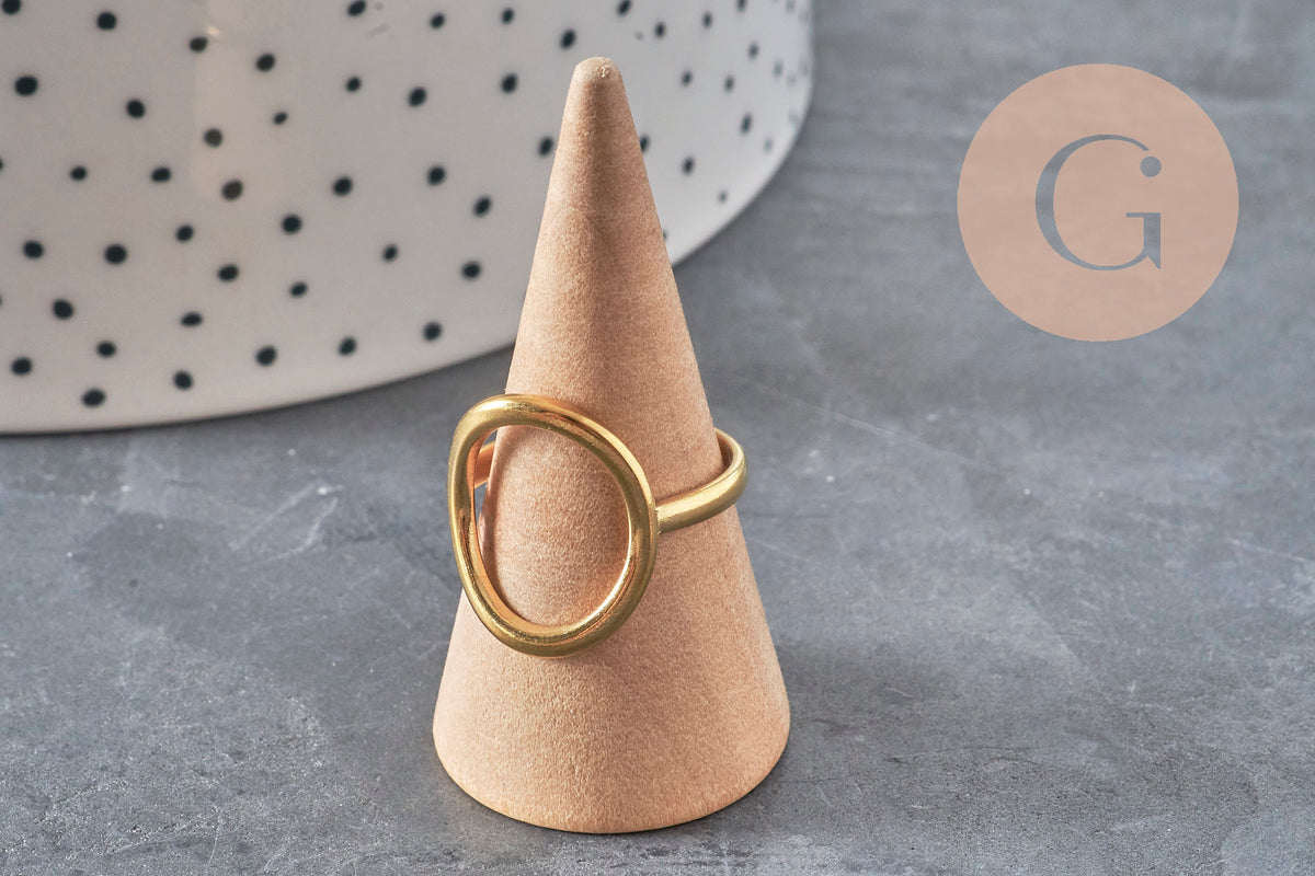 FOTOS A REPETIR, TOMAR VARIACIÓN Anillo ovalado de acero inoxidable 304 chapado en oro IP Talla 57, x1 (G11154) VÁLIDO
