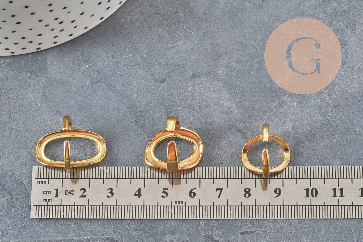 FOTOS A REPETIR, TOMAR VARIACIÓN Anillo ovalado de acero inoxidable 304 chapado en oro IP Talla 57, x1 (G11154) VÁLIDO