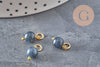 Breloque ronde Jade teinté acier 304 inoxydable doré 10.5mm, x1 (G11366)