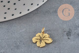 Pendentif fleur tropicale acier 201 inoxydable platine 15mm x1 VALIDE-Breloques et pendentifs-Gingerlily Perles