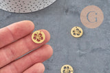 Pendentif médaille fleur tropicale acier 201 inoxydable doré 15mm x1 VALIDE-Breloques et pendentifs-Gingerlily Perles