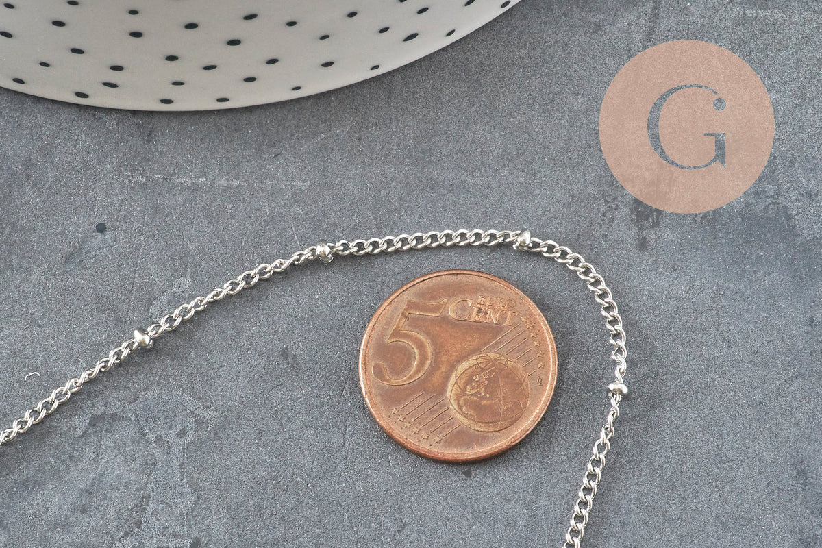 Chaine satellite acier 304 inoxydable platine 3x1mm, x1 mètre (G11397)-Chaînes-Gingerlily Perles
