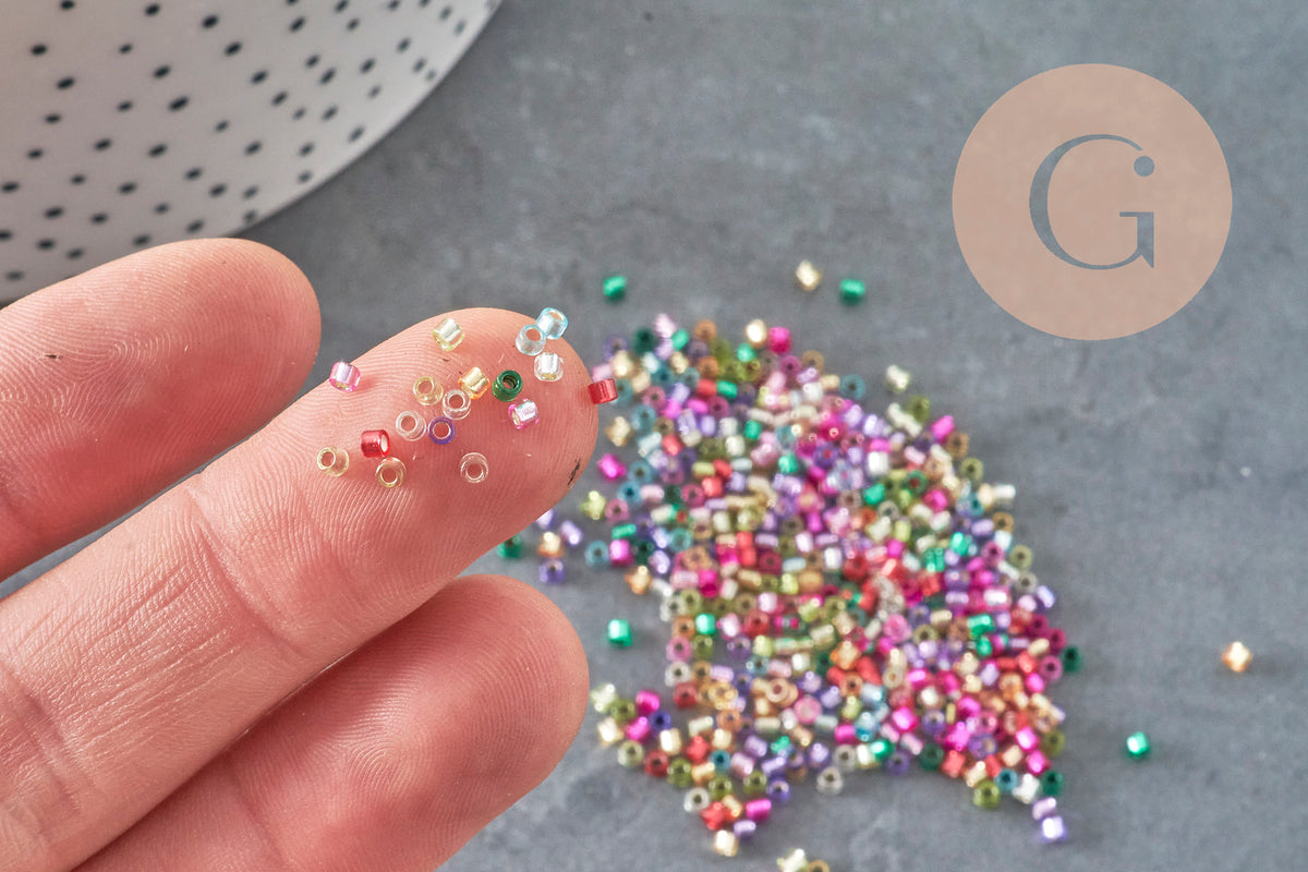 Perles rocaille tube verre multicolore transparent silver lined 1.5-2mm, x1 Sachet 8g (G11404)-Perles-Gingerlily Perles