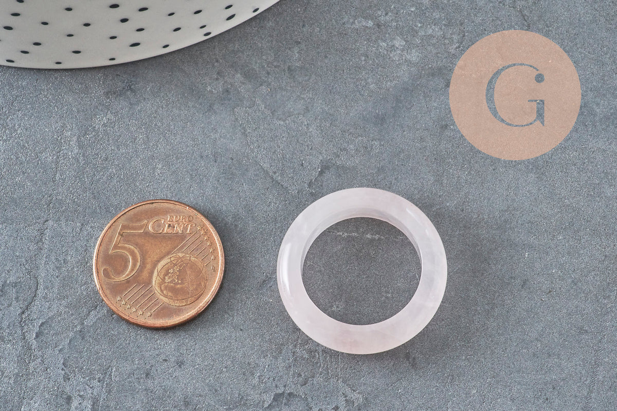Bague quartz rose naturel 17-21mm, x1 (G11411)