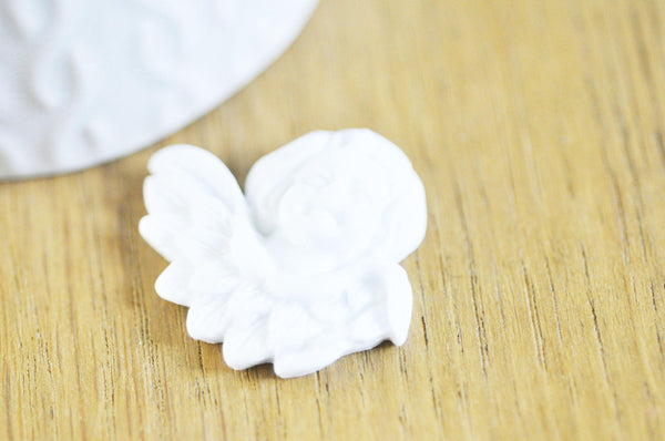 ADN-Cabochon ange ailé résine blanche 32.5mm, x2 G5053