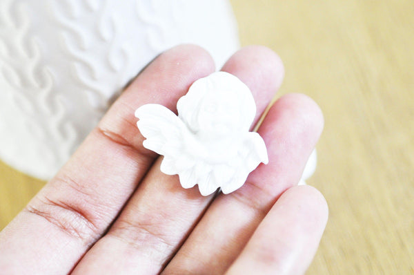 ADN-Cabochon ange ailé résine blanche 32.5mm, x2 G5053