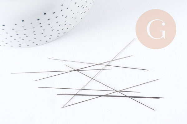 Aiguille de perlage en Acier inoxydable grand oeil 75x0.3mm, x1 (G4881)