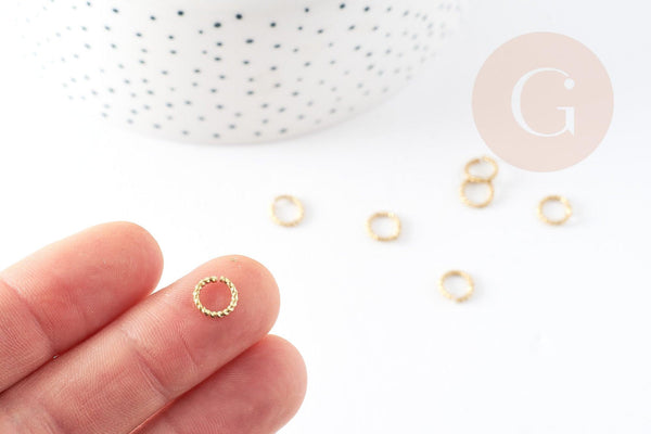 Anneau torsadé rond laiton brut 8mm, x50 (8.4gr) (G6873)