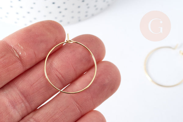 Anneaux créole acier inoxydable 304 doré 25mm, x20 (G8294)