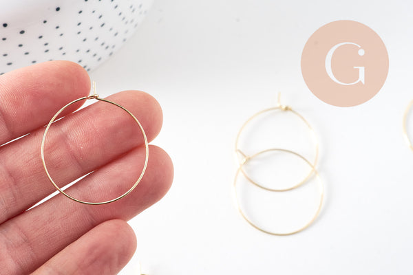 Anneaux créoles acier inoxydable 316 doré 30mm x20 x50 x100 (G0427)