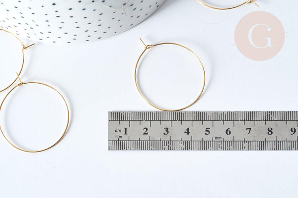 Anneaux créoles en acier 304 doré inoxydable IP 35mm, x20-50 (G7705)