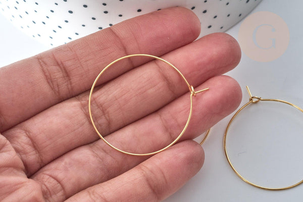 Anneaux créoles en acier 304 doré inoxydable IP 35mm, x20-50 (G7705)