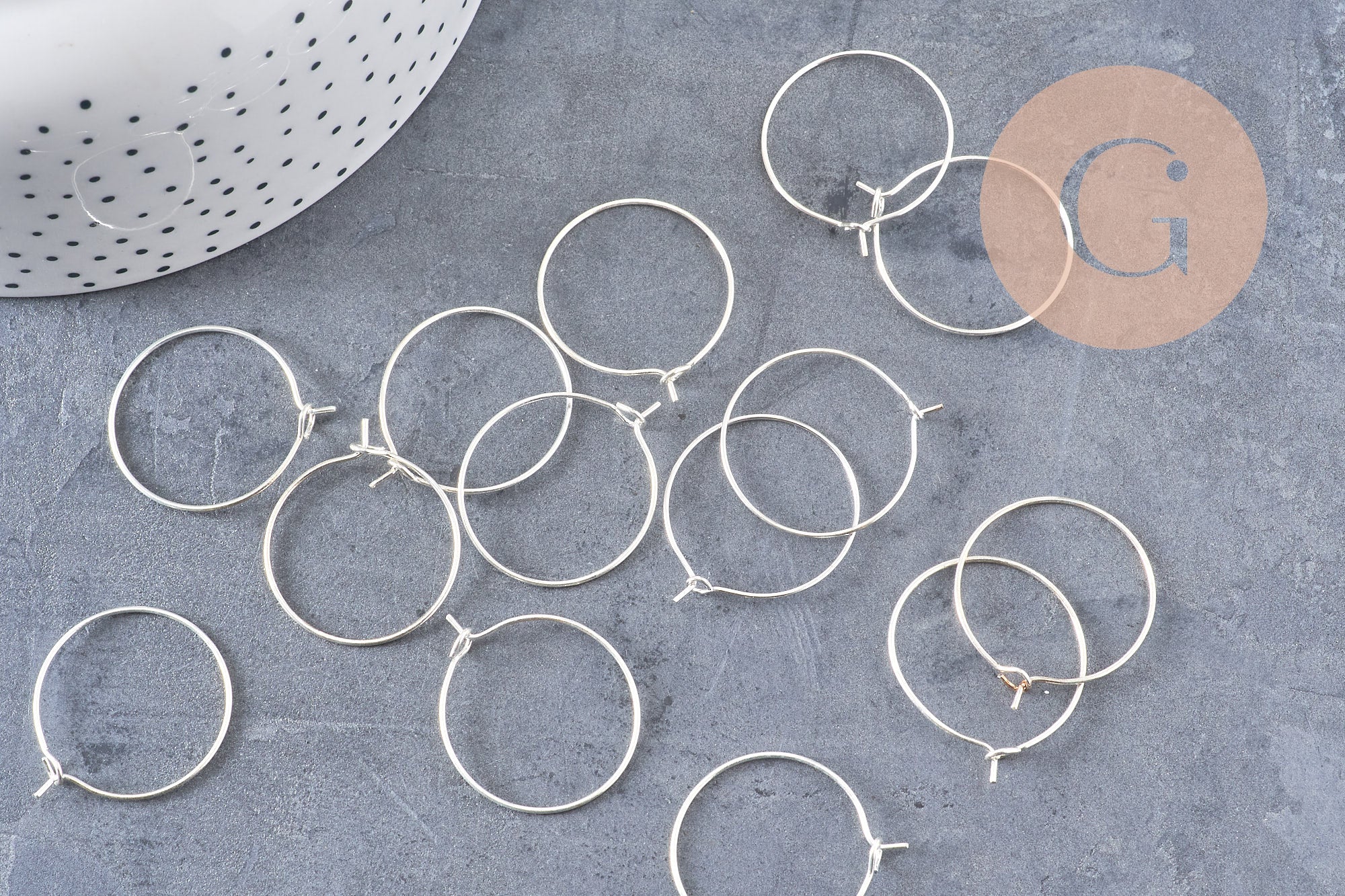 Anneaux créoles laiton argenté, 28x24mm, x20-50-100 (G3731)
