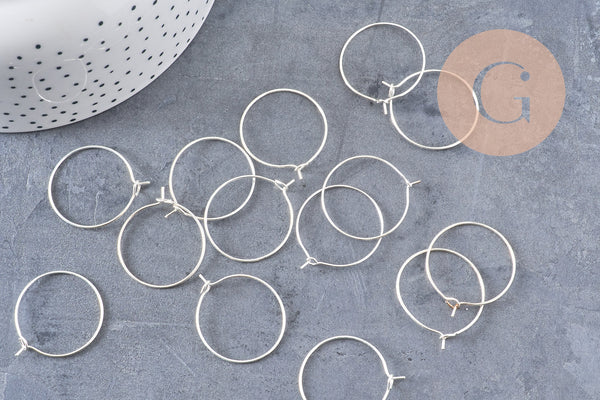 Anneaux créoles laiton argenté, 28x24mm, x20-50-100 (G3731)