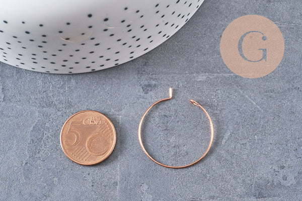 Anneaux créoles laiton or rose 25mm, x20-50-100(G4800)