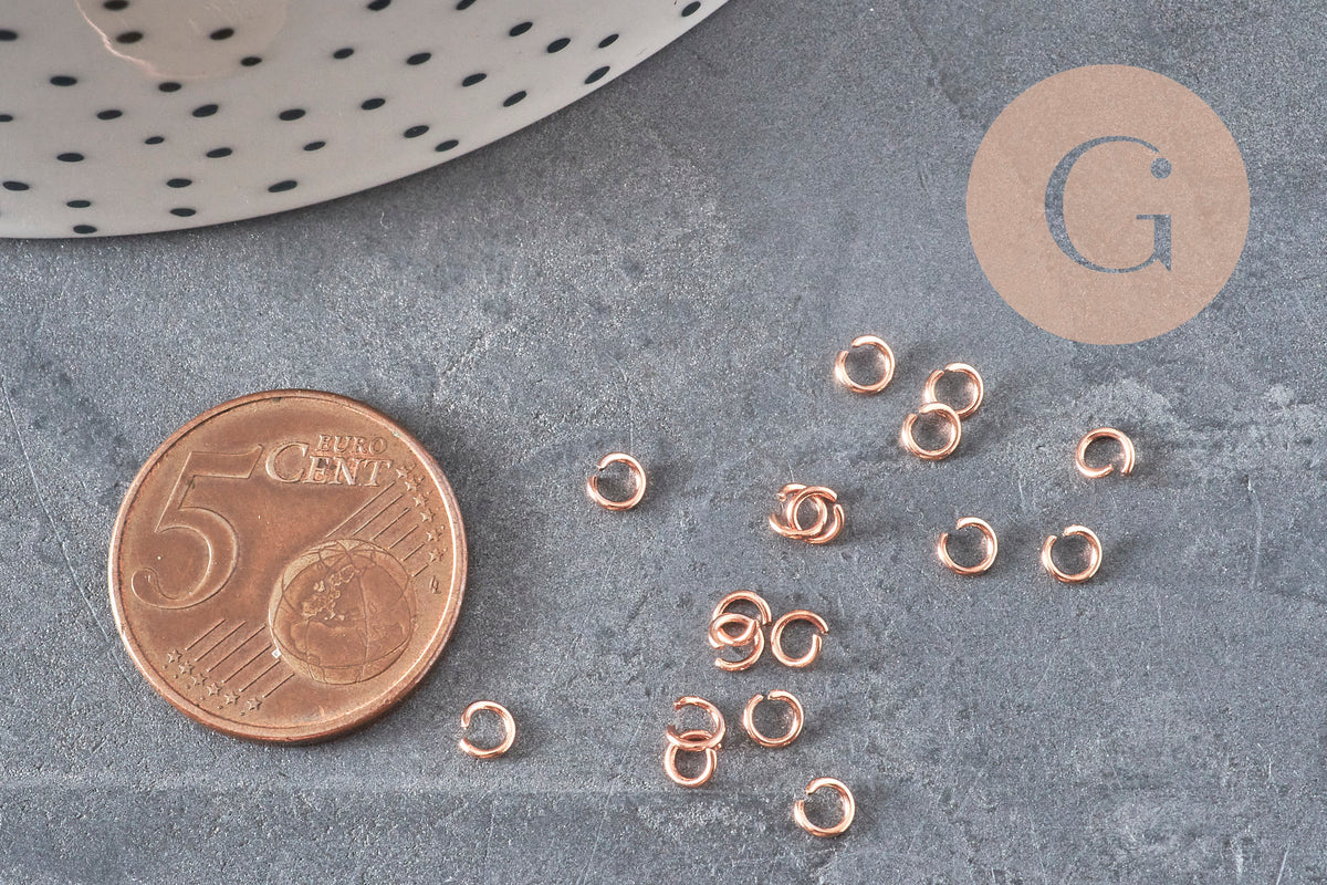 Anneaux de jonction acier 304 inoxydable or rose 3.5x0.6mm, x50 (G11350)-Anneaux-Gingerlily Perles