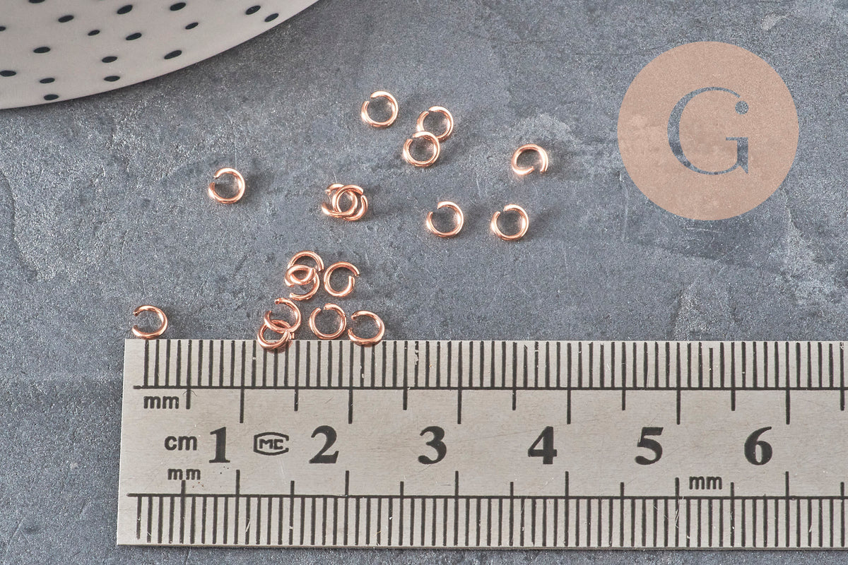 Anneaux de jonction acier 304 inoxydable or rose 3.5x0.6mm, x50 (G11350)-Anneaux-Gingerlily Perles