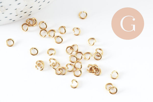 Anneaux de jonction acier IP 304 inoxydable doré 5x1mm, x50 (G9587)