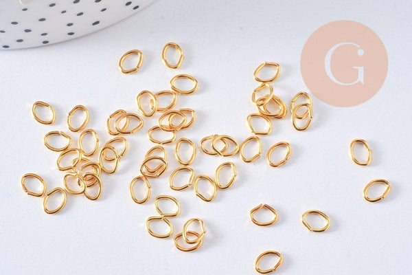 Anneaux de jonction ouverts ovales fer doré 6.5mm x50 (G1548)