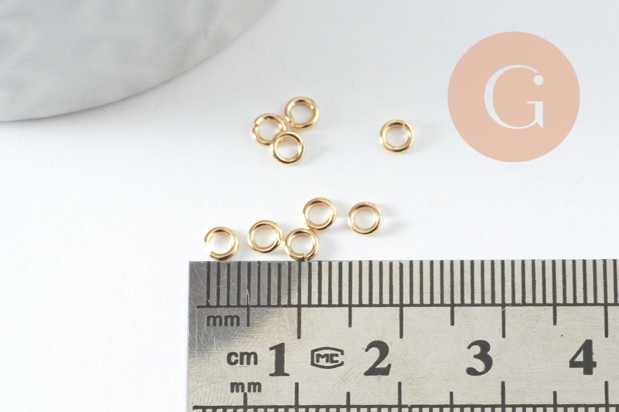 Anneaux ouverts ronds laiton doré 24K 3.5x0.8mm, x50 (G9894)