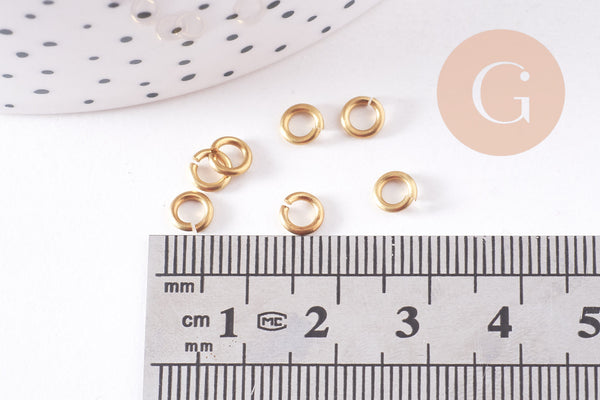Anneaux rond ronds ouvert laiton brut 5mm x1mm, x100 (G10696)