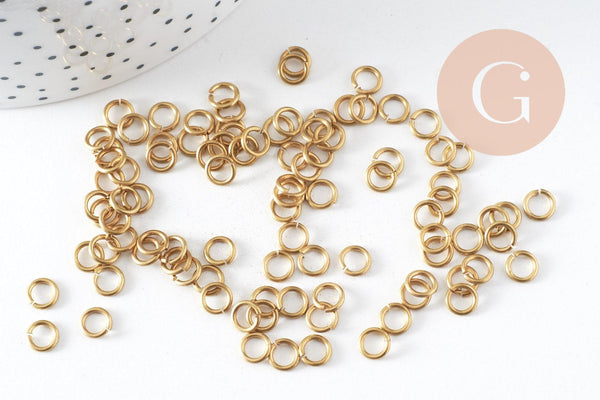 Anneaux rond ronds ouvert laiton brut 6mm, x100 (G0617)