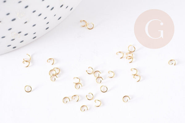 Anneaux ronds acier 304 inoxydable doré 3mmx0.4mm, x200 (G4906)