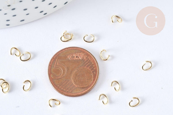Anneaux ronds acier 304 inoxydable doré 5mmx0.8mm, x10 ou x50 (G3271)