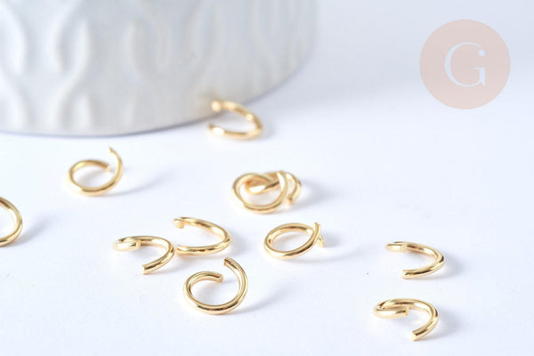 Anneaux ronds acier 304 inoxydable doré 8mm, x10 ou x50 (G2212)