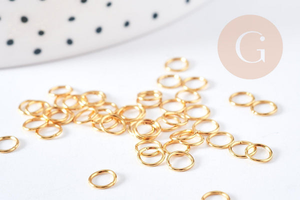 Anneaux ronds acier 304 inoxydable doré IP 5mm, x50 (G8762)