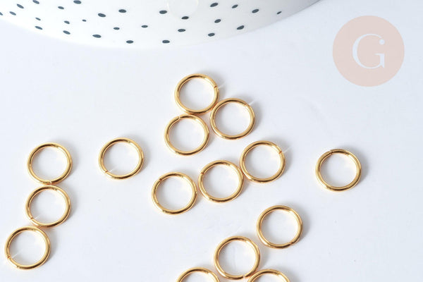 Anneaux ronds acier 304 inoxydable doré IP 9x1mm, x50 (G7708)