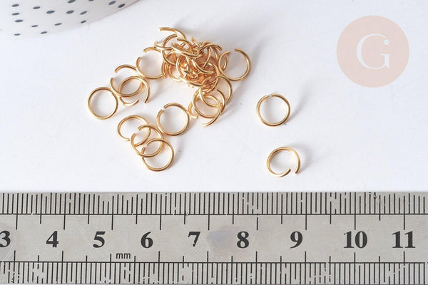 Anneaux ronds acier doré inoxydable 7x0.8mm, x10 ou x50 (G2406)