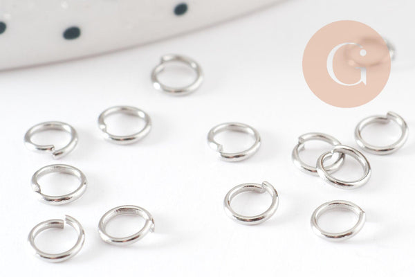 Anneaux ronds acier inoxydable platine 4mm, x5g (G9319)