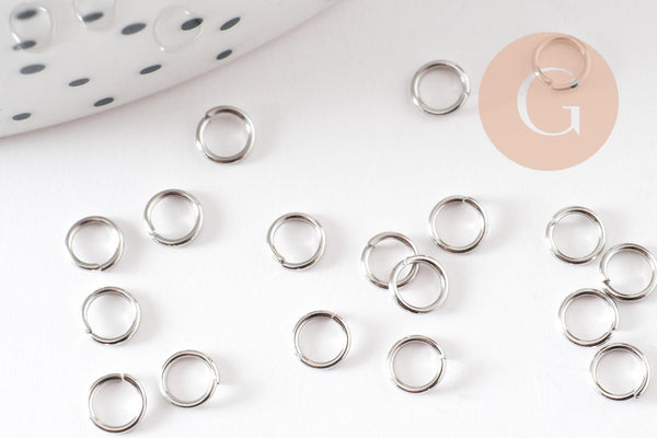 Anneaux ronds acier inoxydable platine 4mm, x5g (G9319)