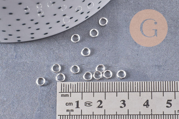 Anneaux ronds argentés 4mm, x100 (G0823)