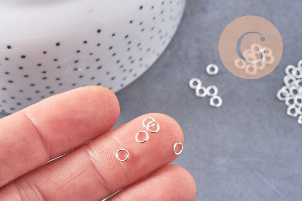 Anneaux ronds argentés 4mm, x100 (G0823)