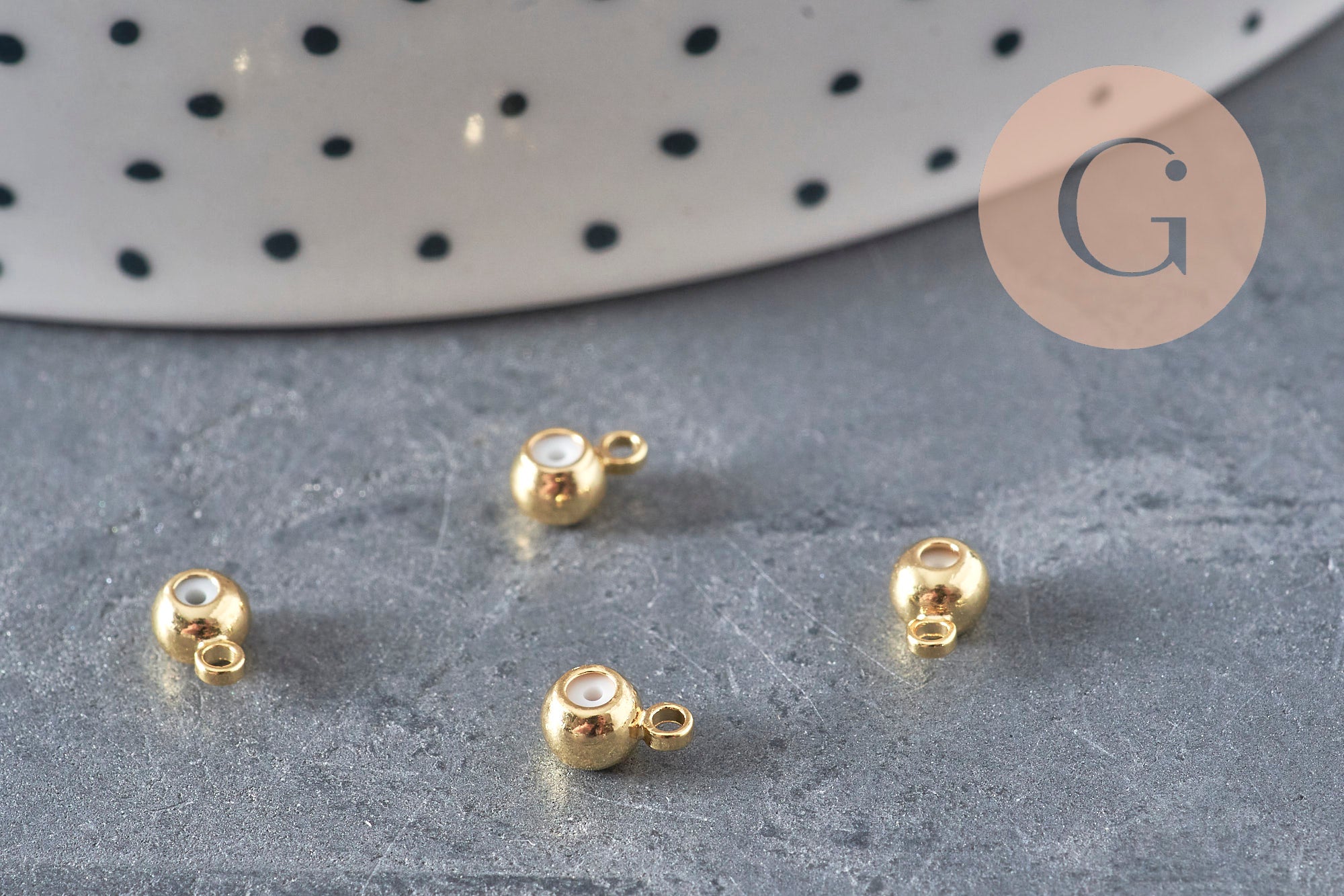 Enganche de goma para colgante de latón dorado 6.5x3.5mm, x10 (G11231)