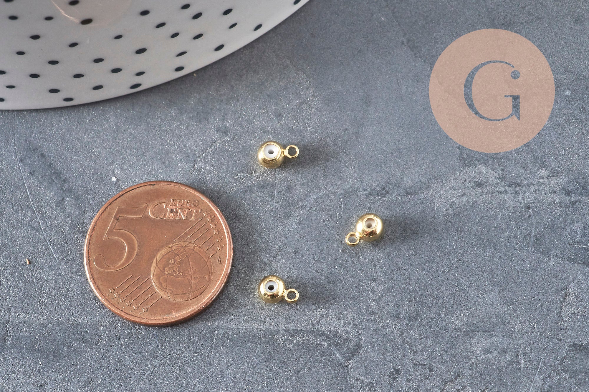 Enganche de goma para colgante de latón dorado 6.5x3.5mm, x10 (G11231)