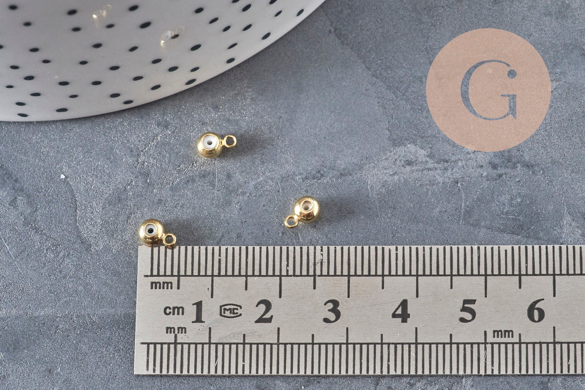 Enganche de goma para colgante de latón dorado 6.5x3.5mm, x10 (G11231)