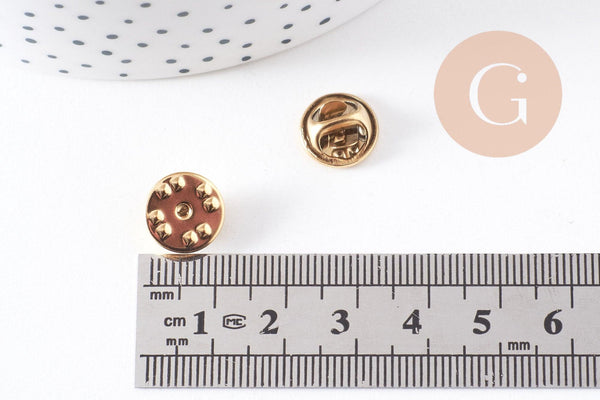 Attache pour pin's acier inoxydable IP 304 doré 11.5mm, x5 (G10119)