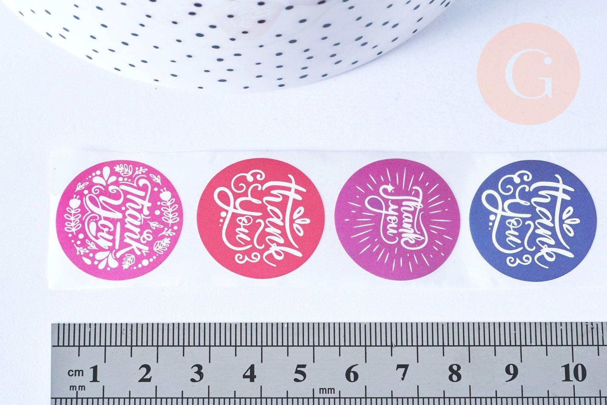 Autocollant merci rose bleu 25mm, x500 (G8424)