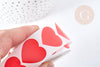 Autocollants Coeur rouge 25mm, le rouleau (G8427)