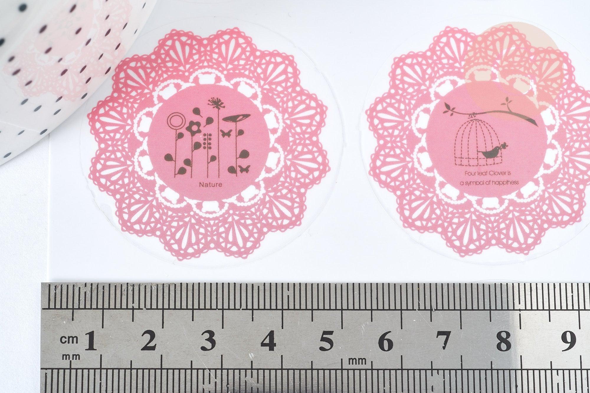 Autocollants Vintage dentelle rose 40mm, x10 (G8103)