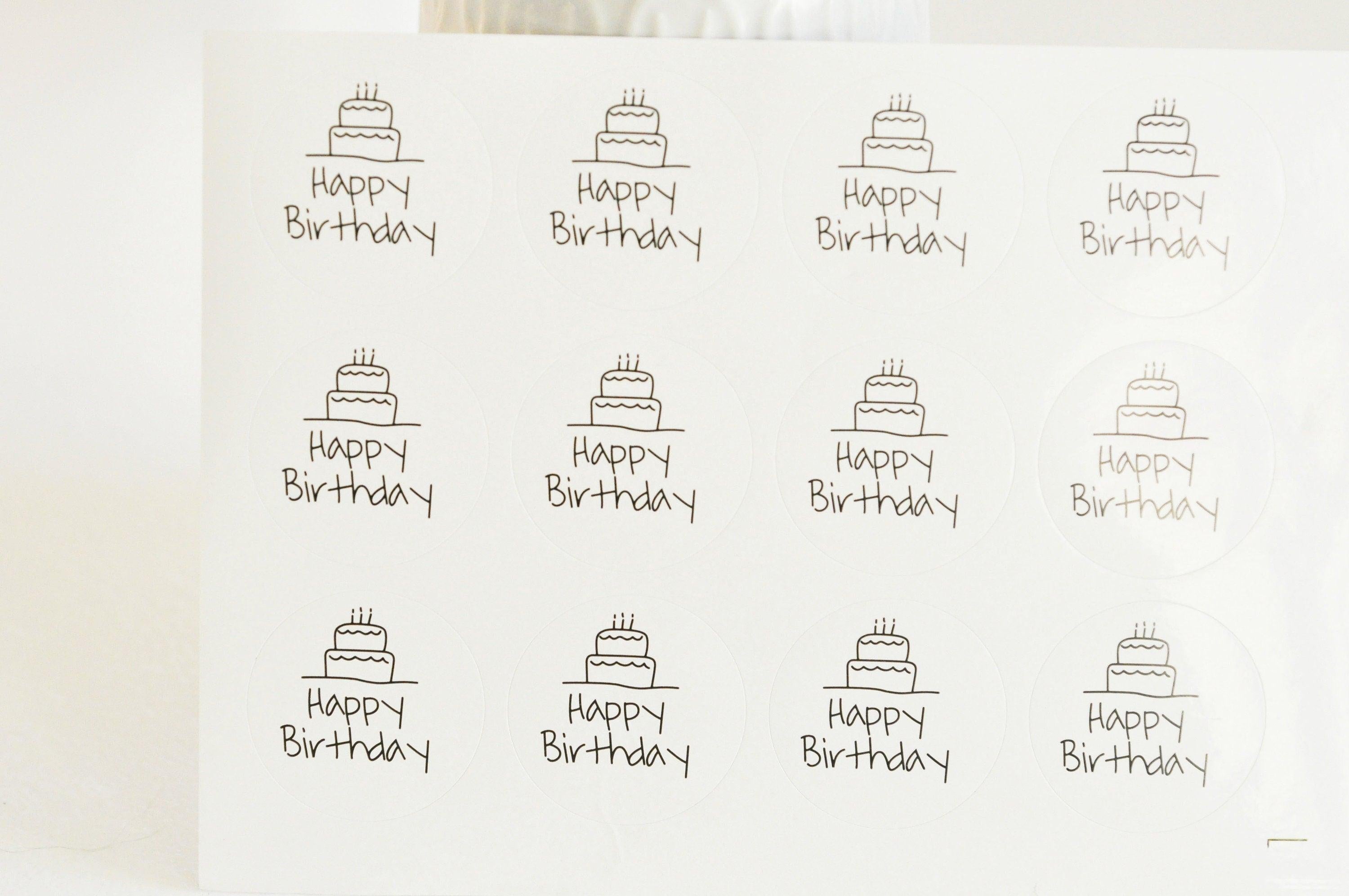 Autocollants ronds joyeux anniversaire 30mm, x12 autocollants (G5089)