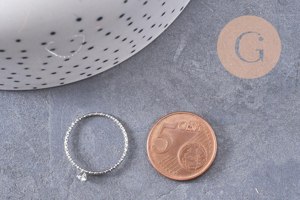 Bague Solitaire zircon acier 304 inoxydable doré ou platine taille 54, x1 (G10361)