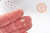 Bague Solitaire zircon rectangle Rose pêche acier 304 inoxydable doré, x1 (G10360)